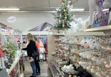 Ladies choose Christmas decorations at Polehill garden centre