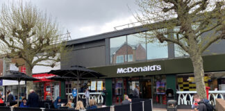Mc Donald's famous 'golden arches' brand design featured in new outdoor cafe in Hampshire
