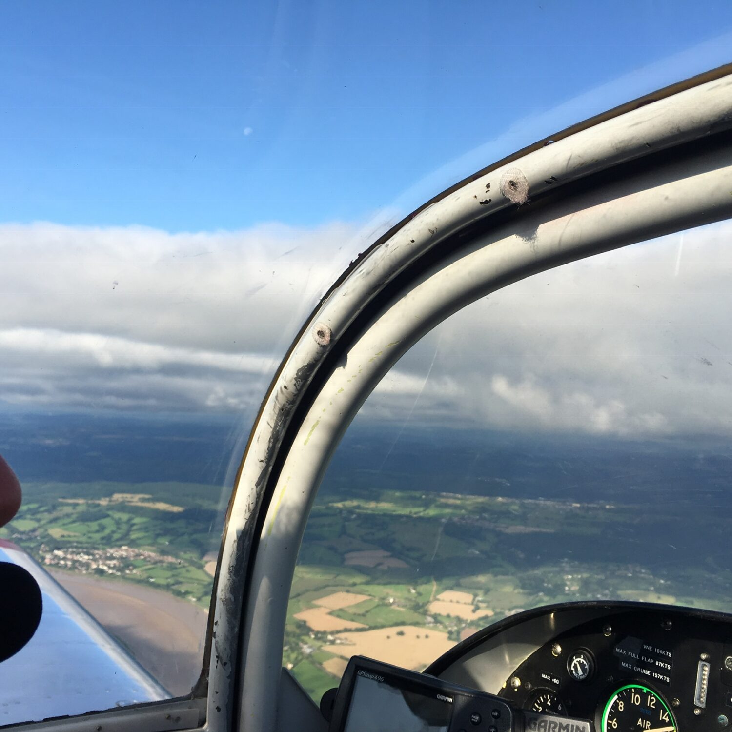 Pilot uses chart and GPS to navigate, finding waypoints on the ground