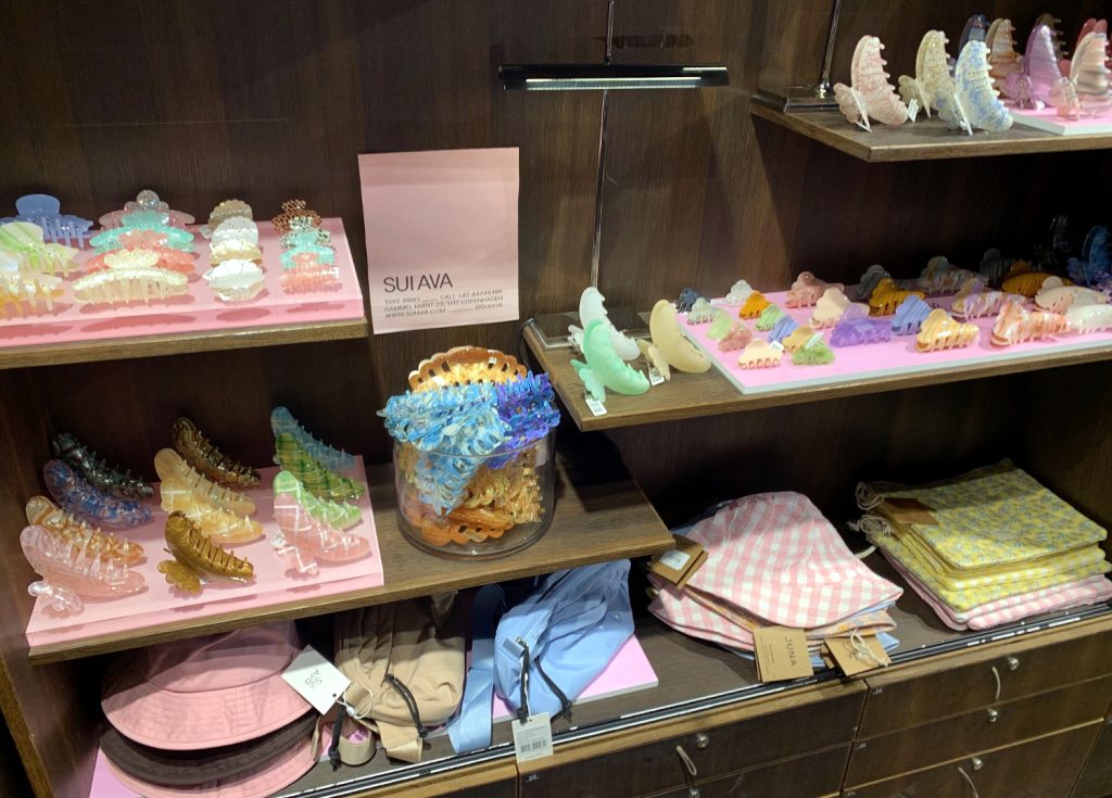 Pastel fashion accessories retail display, Copenhagen