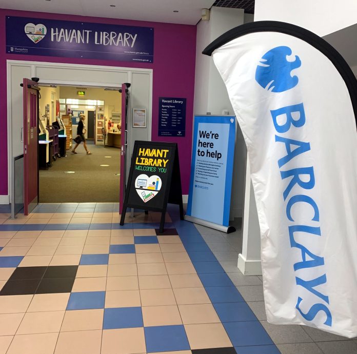 Barclays bank in Havant Library Hampshire