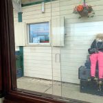 Dereks Gift Shop with 'busker' Scarecrow on Hayling Light Railway platform, Hampshire, England. Image by A. Howse