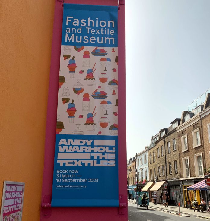 Andy Warhol exhibition poster at Fashion and Textile Museum, London SE1