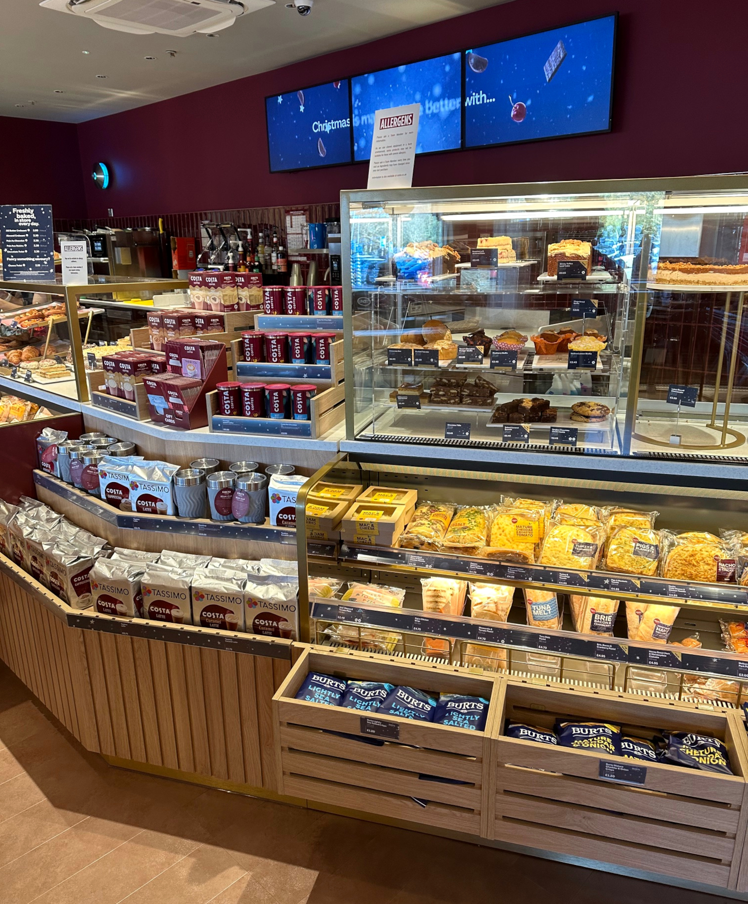 Full display ready to open at Costa coffee shop, Chichester, West Sussex. Photo by A.Howse